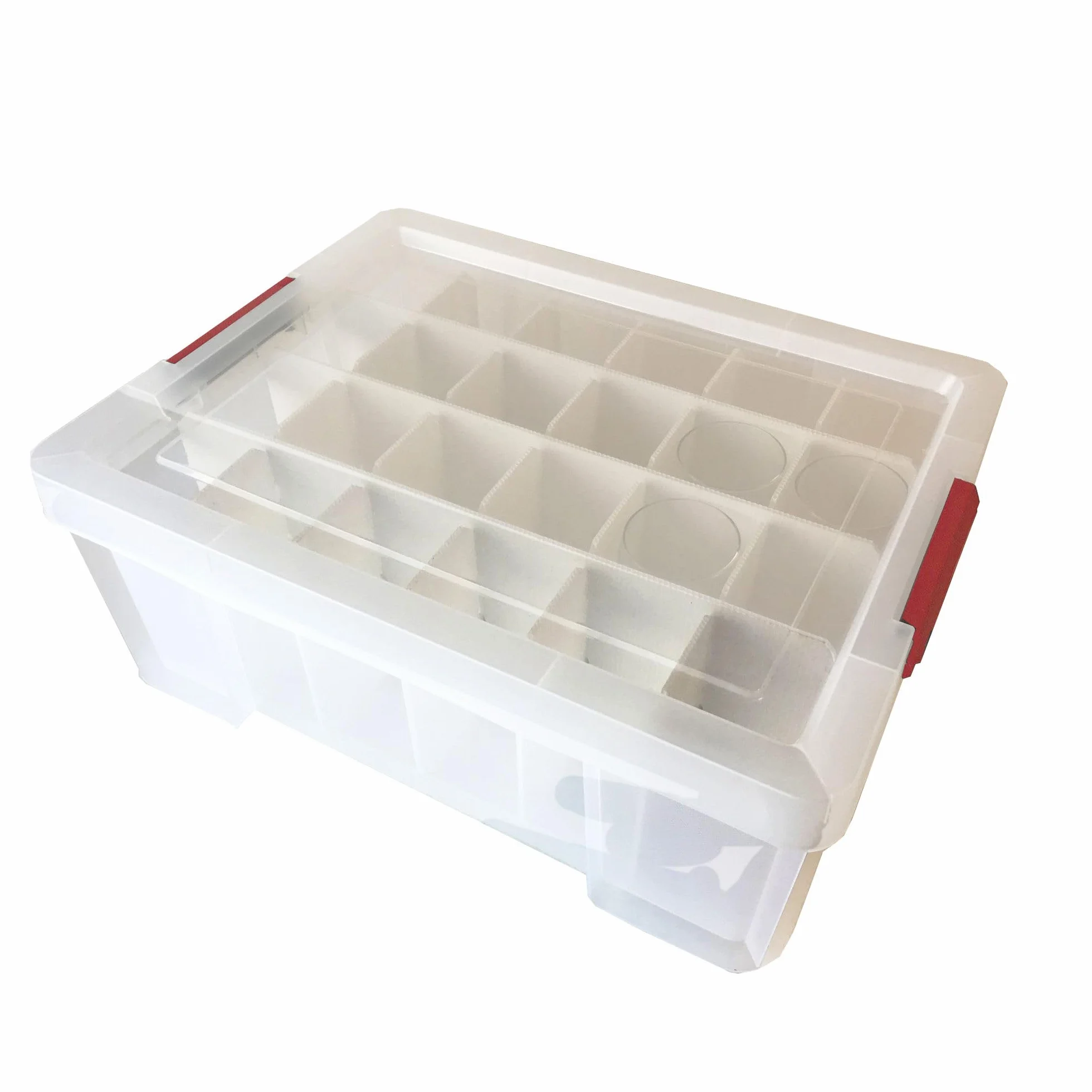SUNDIS Glass Store, lot de 3 boîtes de rangement pour verres, en plastique transparent, renforcées avec couvercle clipsable, superposables et combinables, capacité 24 verres