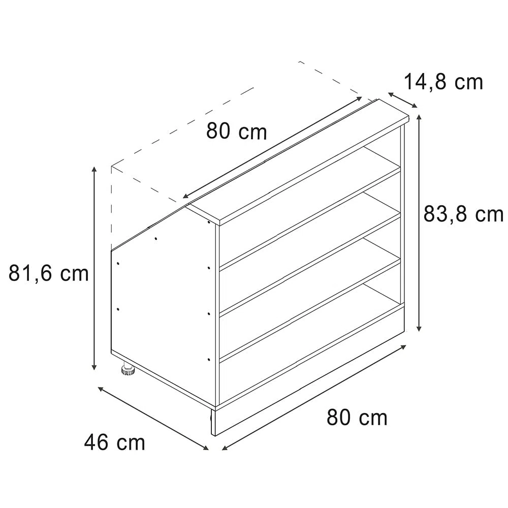 Vicco Meuble de Rangement sous Pente Rion, Anthracite/Anthracite, L80 x P46 cm avec 4 Compartiments, Gain de Place pour Les pièces mansardées