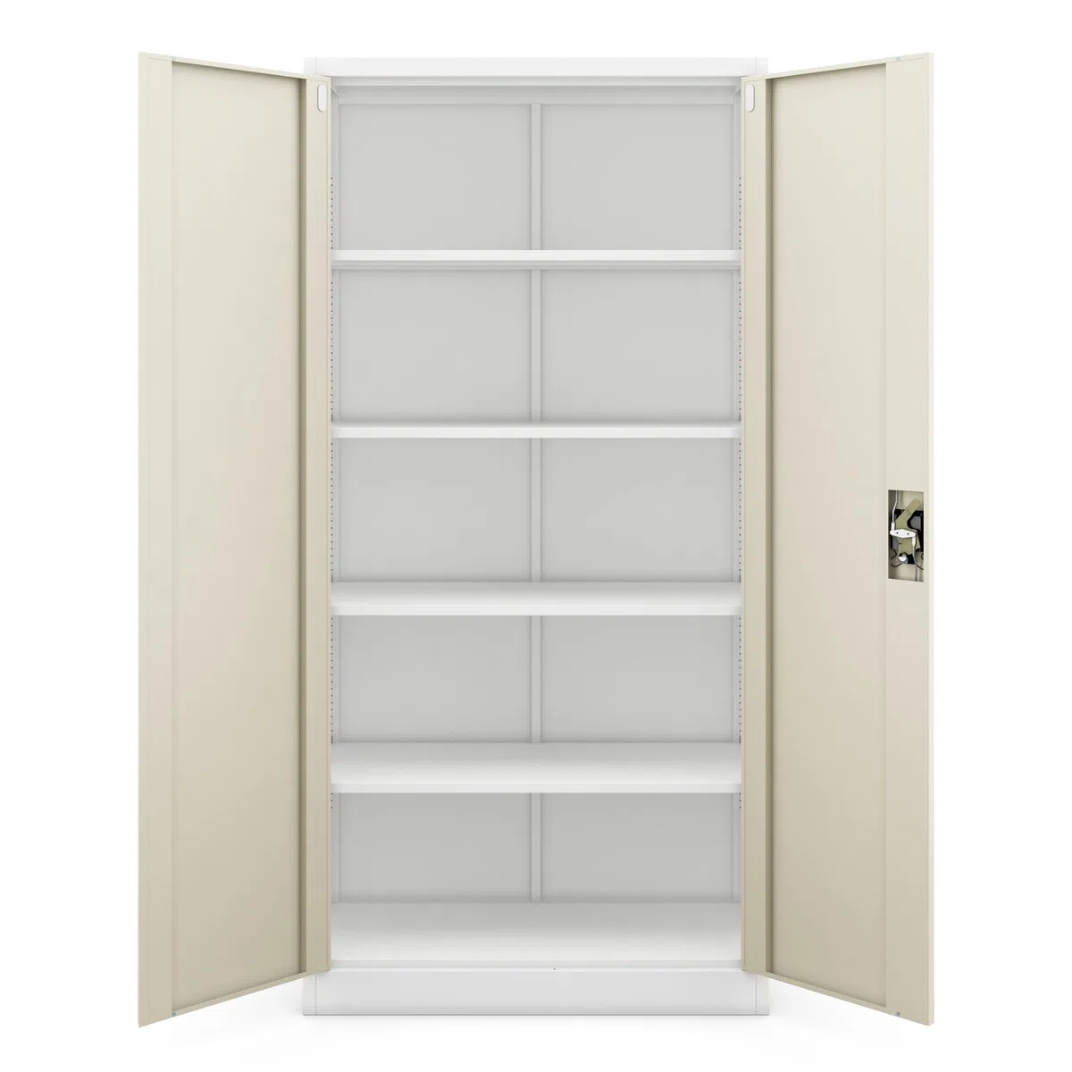 Jan Nowak Armoire de Bureau métallique 4 étagères tôle d'acier revêtement en Poudre 185 cm x 90 cm x 40 cm (Blanc/Imitation Bois)