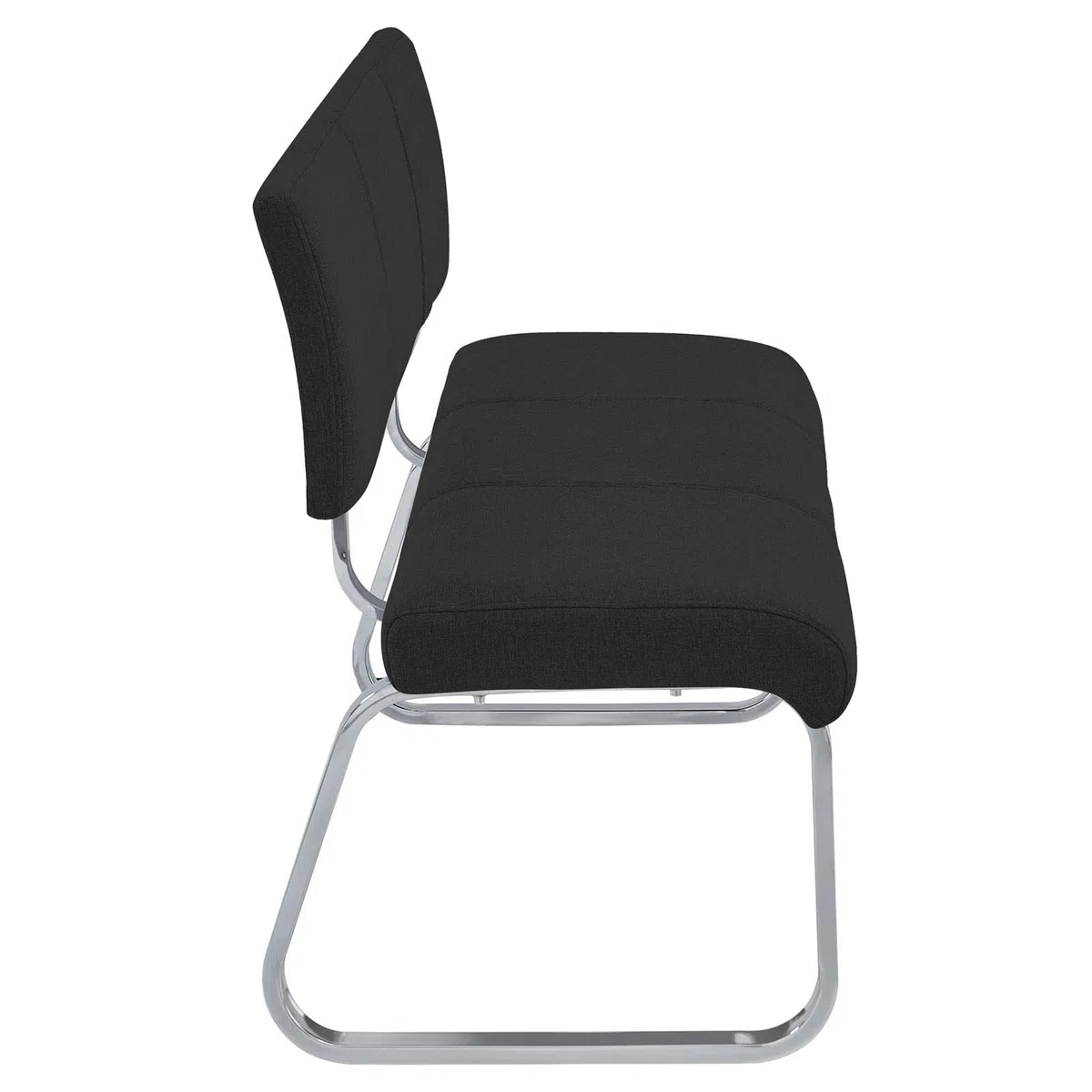 IDIMEX Banc sallle à Manger Vilas L 135 cm, siège avec 3 Places, Banquette au piètement chromé et Dossier au revêtement en Tissu Noir