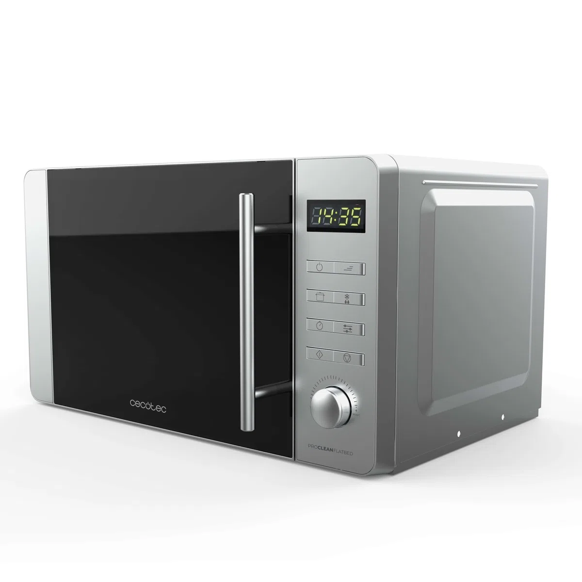 Cecotec Micro-ondes Proclean 5010 Flatbed Inox. Capacité 20L, 700W, 5 niveaux, gril halogène de 800W, 8 programmes automatiques, écran LED et technologie 3DWave pour une cuisson optimale