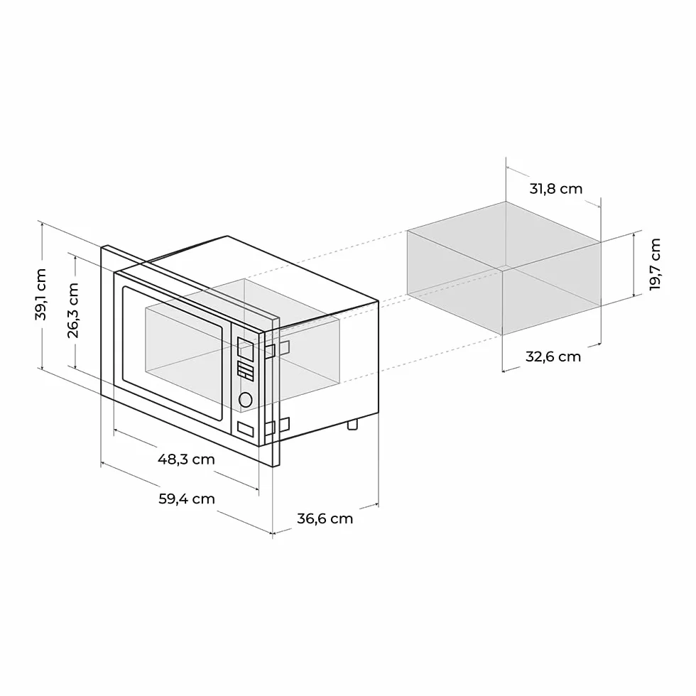 Cecotec Micro-ondes intégré Digital GrandHeat 2350, Noir. 900 W, 23 litres, grill, 9 fonctions préconfigurées, Quick Start, minuteur, Plateau de 27 cm de diamètre. (Blanc)
