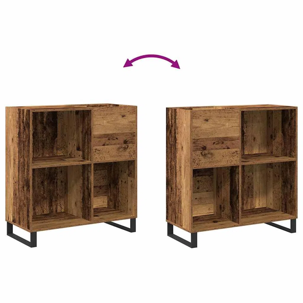 vidaXL Meuble à vinyles avec étagère Bois Ancien 84,5 x 38 x 89 cm, Meuble de Rangement pour Salon, Cabinet rectangulaire Moderne, étagère Robuste, Grand Organiseur pour la Maison