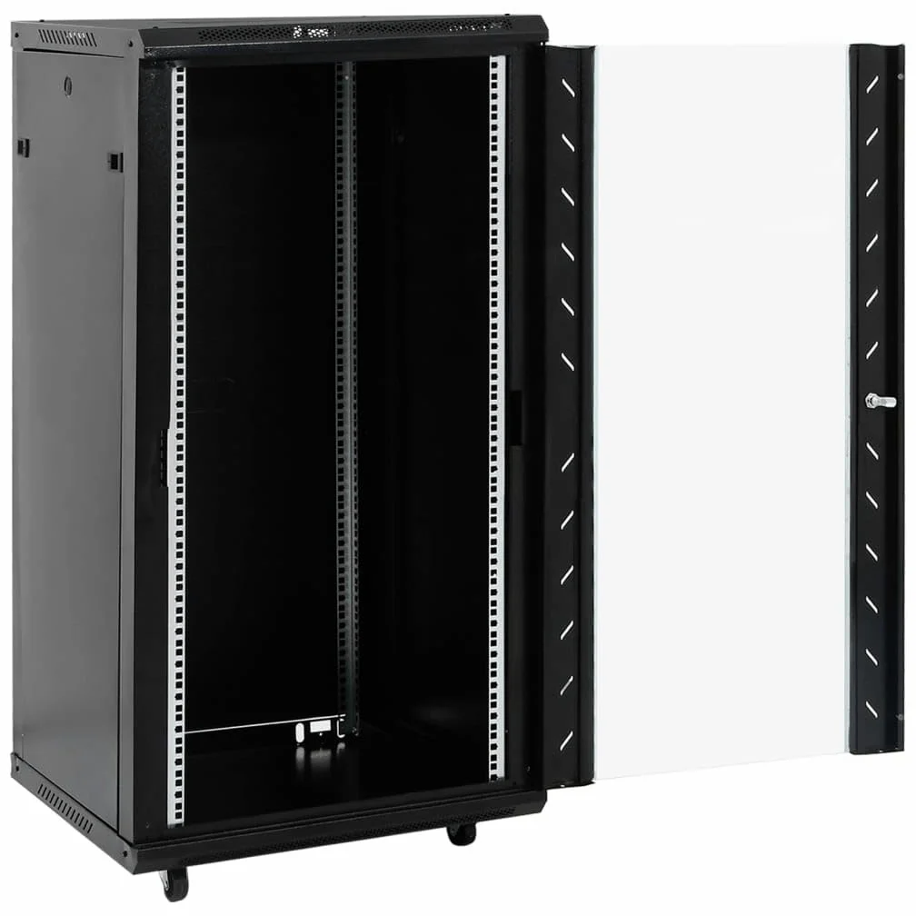 vidaXL Coffret de réseau 22U 19" IP20 Noir 60x60x120 cm, Coffret de réseau sur Pied, Armoire de données, Support de réseau