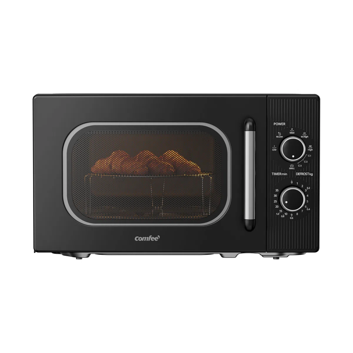 COMFEE' Four à Micro-ondes avec Grill, 20 Litres, 700 W, Grill 1000 W, 5 Niveaux de Puissance, Minuterie 1-35 min, Design Compact, Noir