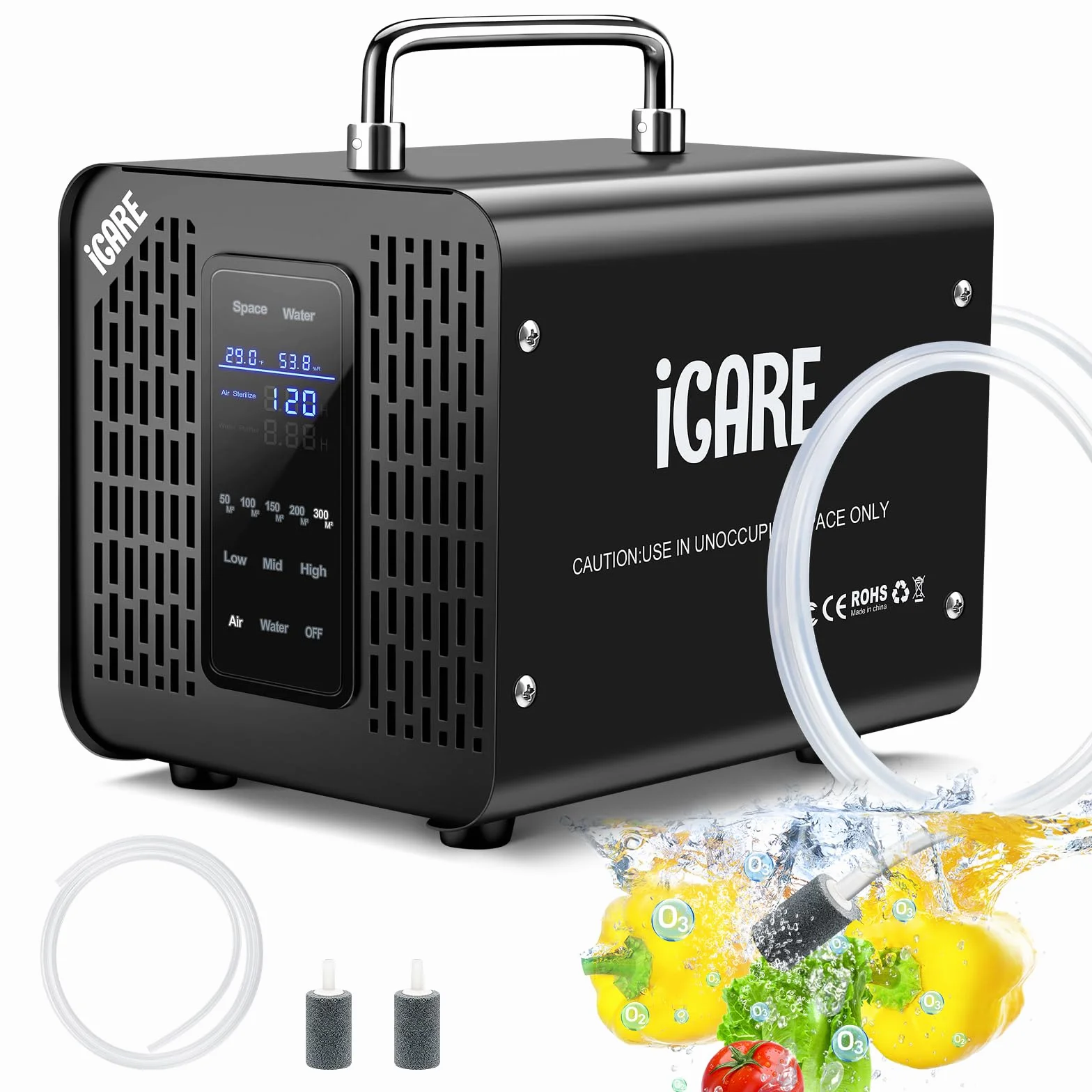 Générateur d'Ozone Intelligent, Générateur d'Ozone Numérique pour Eau et Air, 60000mg/h Purificateur d'Air à l'Ozone Éliminateur D'Odeurs avec Minuteur pour Salle de Bain, Cuisine, Animaux Domestiques
