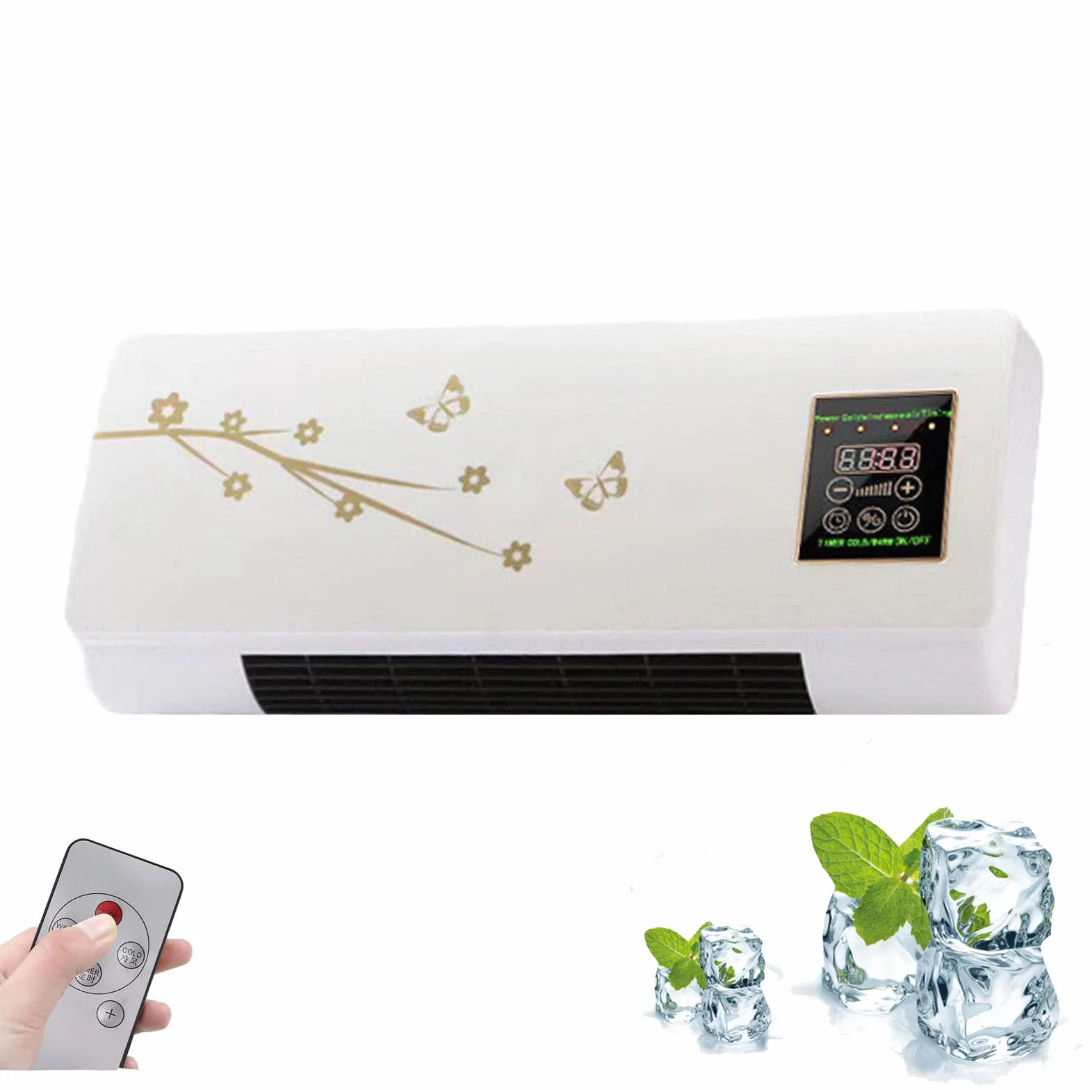 Climatiseur sans conduits, unité murale 2 en 1 chaleur et froid, super silencieux avec télécommande, installation facile pour la maison et le bureau