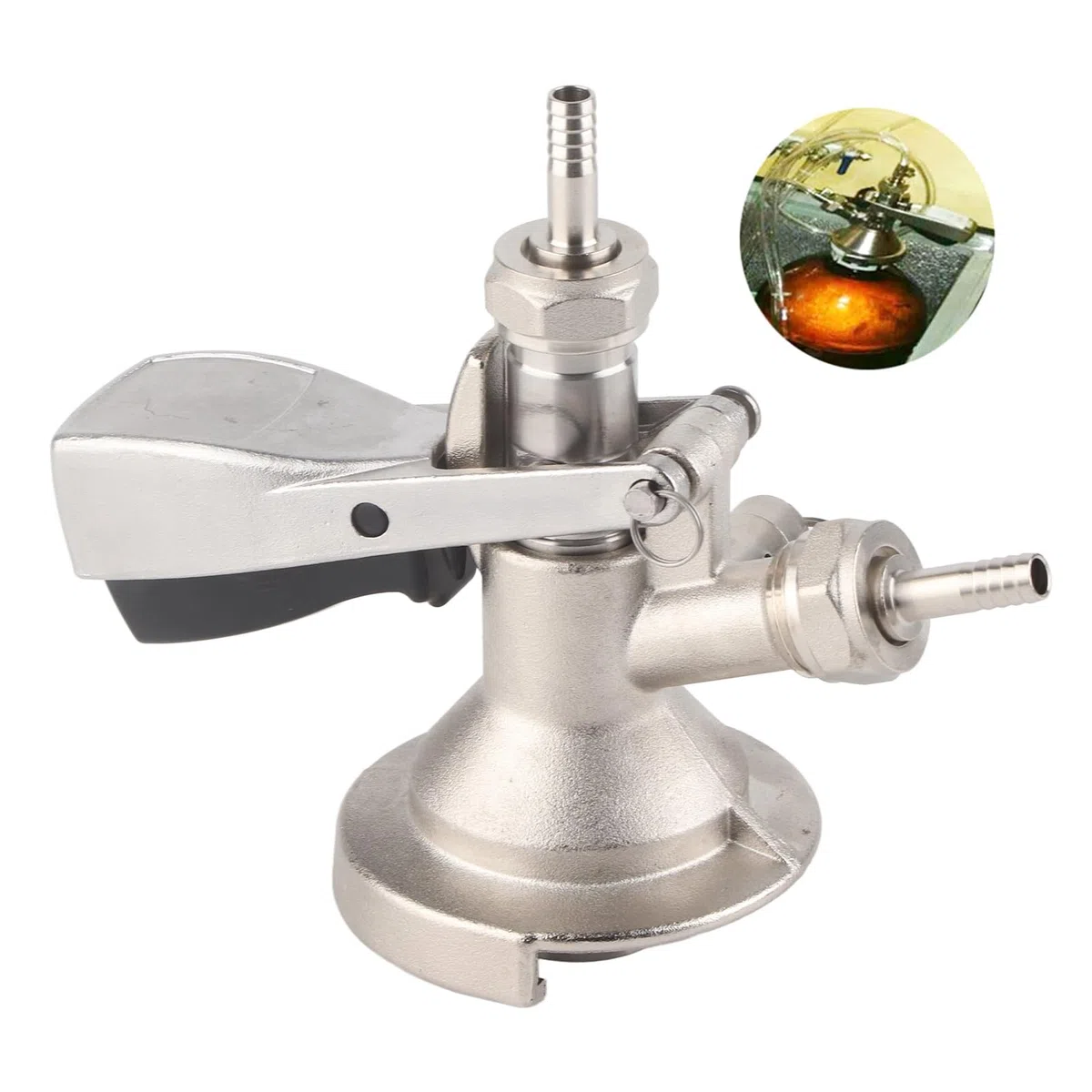 Coupleur de Fût de Bière de Type A Tireuses à Bières avec Soupape de Surpression de Sécurité en Acier Inoxydable 304 Distributeur de Robinet de Fût, Connecteur de Fût pour la Plupart des Fûts de Bière