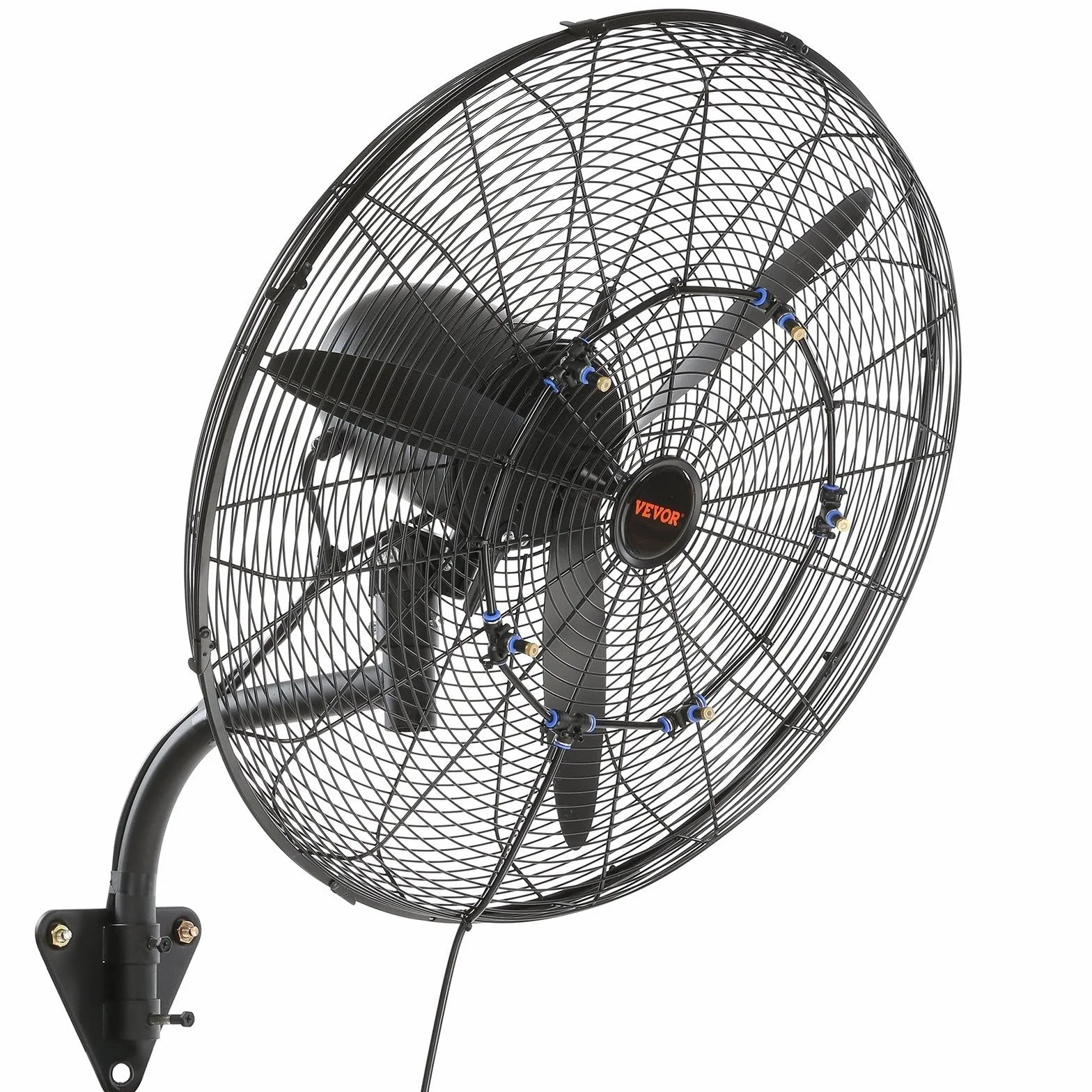 VEVOR Ventilateur brumisateur mural, 61,6 cm, ventilateur industriel oscillant étanche, 3 vitesses, 7000 CFM, ventilateur commercial ou résidentiel pour refroidissement entrepôt, serre, atelier, noir