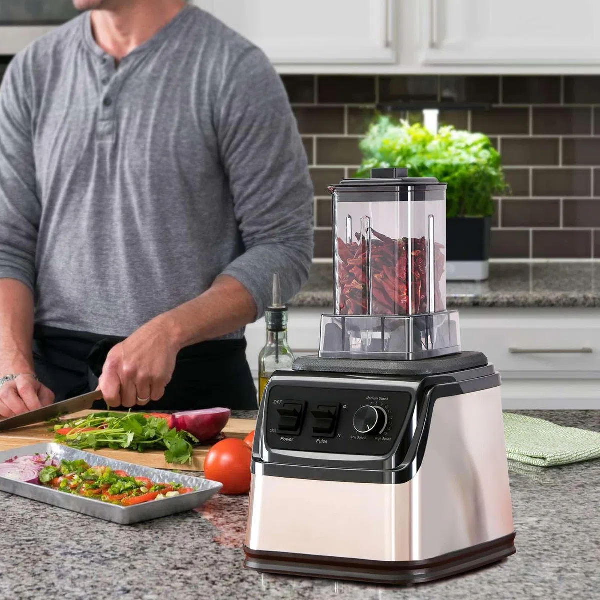 Blender Mixeur Professionnel 9500W, Blender Smoothie 3 en 1,8 Lames en Acier Inoxydable Equipé de 3 bols,15 RéGlages De Vitesse,Pour les Smoothies, les Milkshakes,les Purées