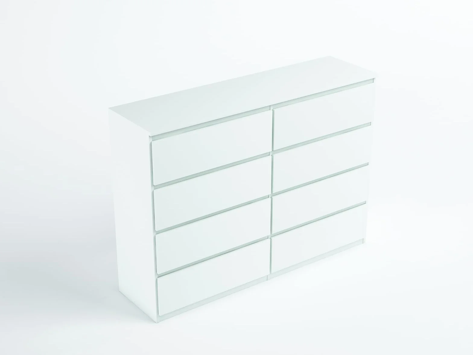 meble masztalerz Commode Chambre avec 8 Tiroirs - Meuble de Rangement pour Salon et Entrée Couloir - Spacieuse et Design - Blanc - 120x101,5x39 cm