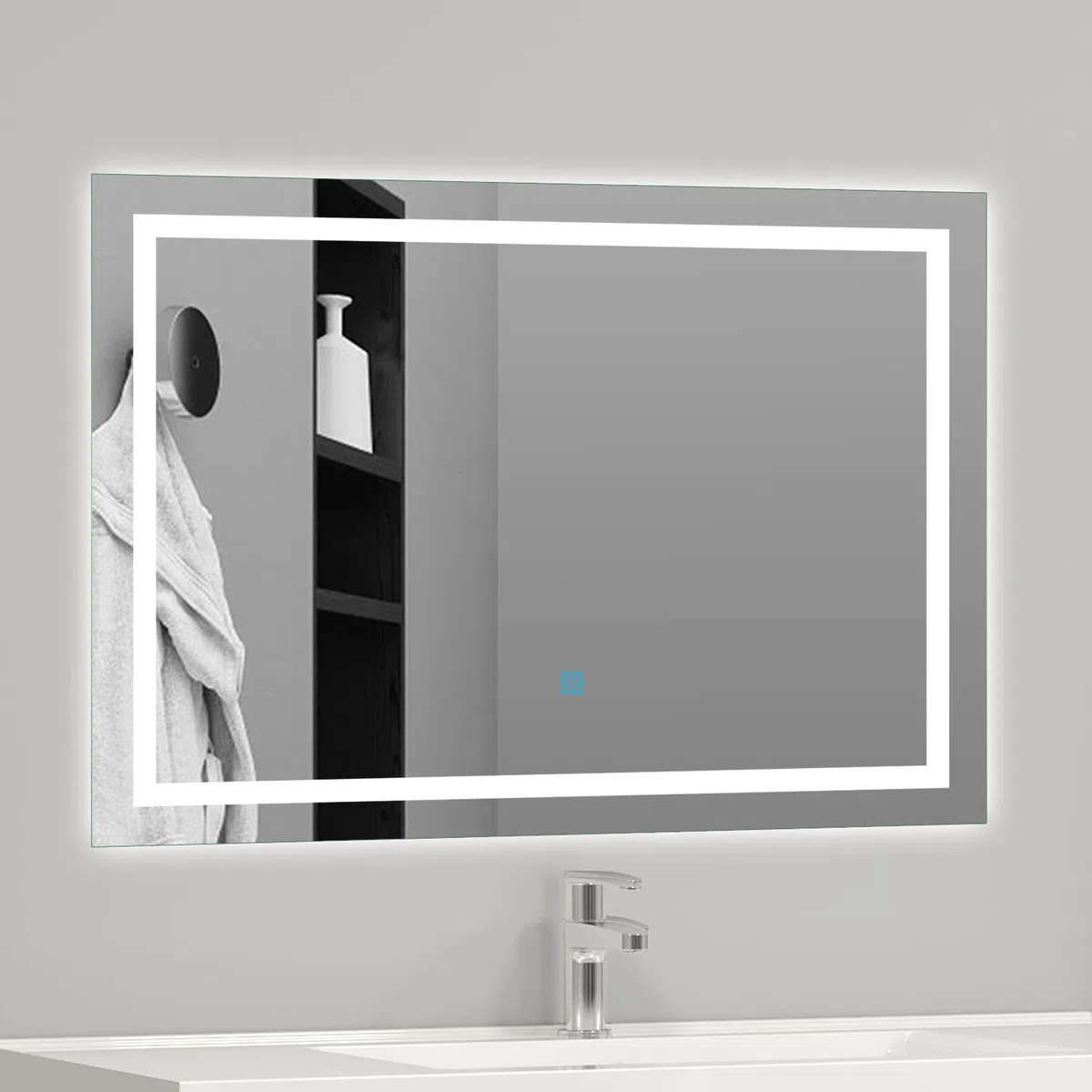AICA sanitaire Ensemble de Meuble Salle de Bain Blanc Clair 99cm+Vasque+Miroir+Colonne Meuble Salle de Bain-Armoire de Rangement-Meubles-lavabos