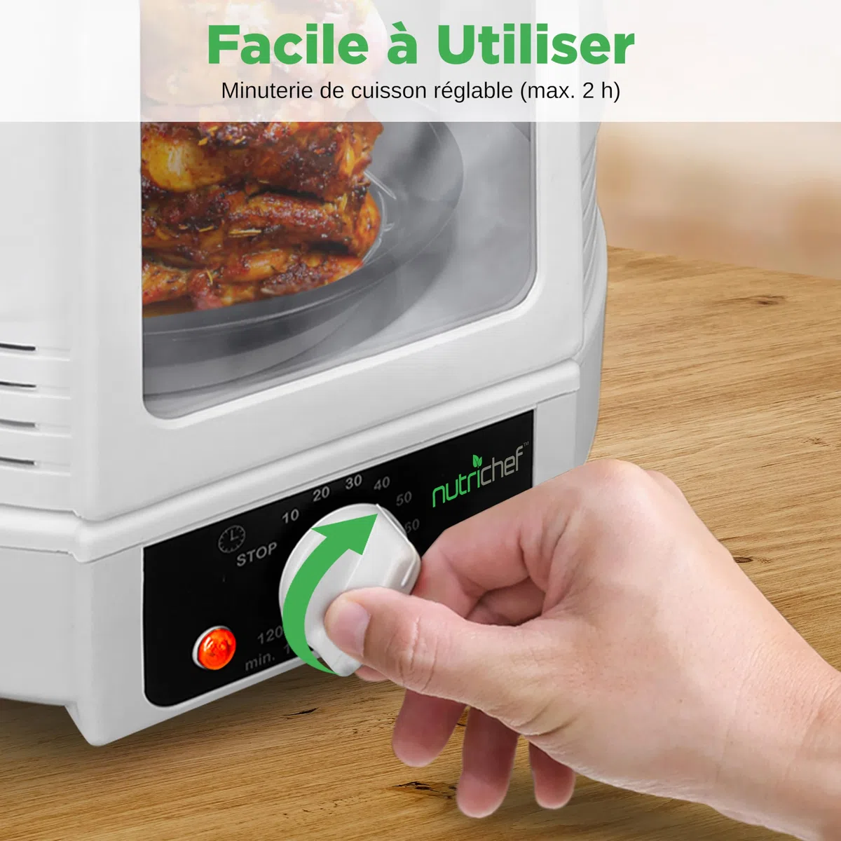 NutriChef Gril Vertical à Rôtissoire – Airfryer Électrique avec Broche Rotative | Mini-Four à Chaleur Tournante, Poulet, Viandes, Döner, Inclus Accessoires