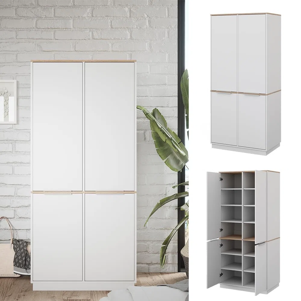 Vicco Étagère à dossiers Betti, Blanc/Sonoma, 82x179cm avec 6 étagères, pour Le Rangement des vêtements et Compatible avec des Meubles de la même série