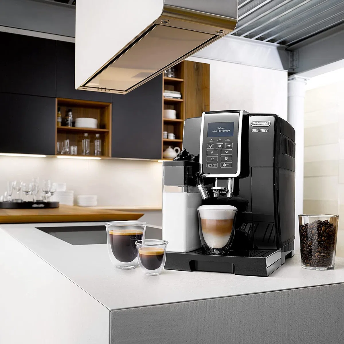 De'Longhi Dinamica Machine a Café Grain ECAM350.55.B Cappuccino et Expresso, 1.8L, Noir