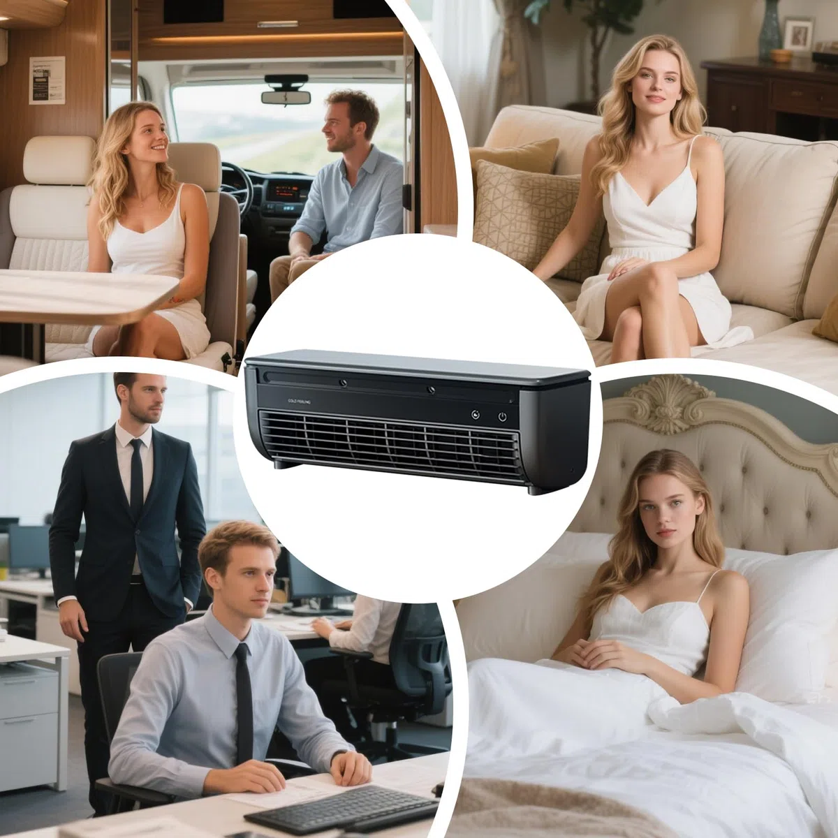 Ventilateur Rafraîchissant Ac Pour Pièce - Ventilateur de Climatisation Murale | Ventilateur Multifonction 3 Vitesses Recharge Sans Fil pour Intérieur Extérieur Maison Bureau Voyage