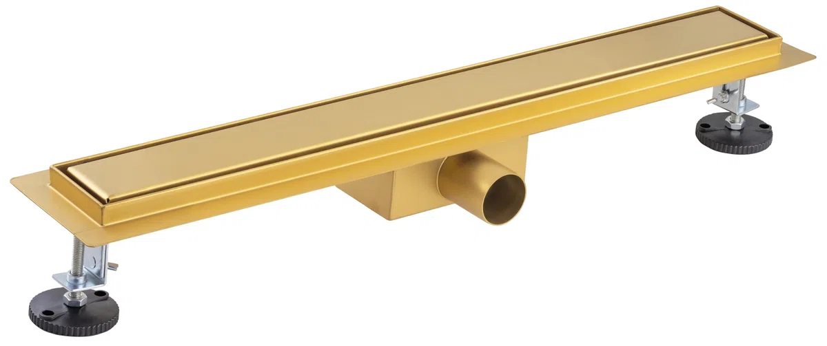 Caniveau extra plat pour douche italienne reversible finition gold/ou à carreler longueur 60 centimètres - Avec siphon anti odeur et filtre pour cheveux NOYON & THIEBAULT