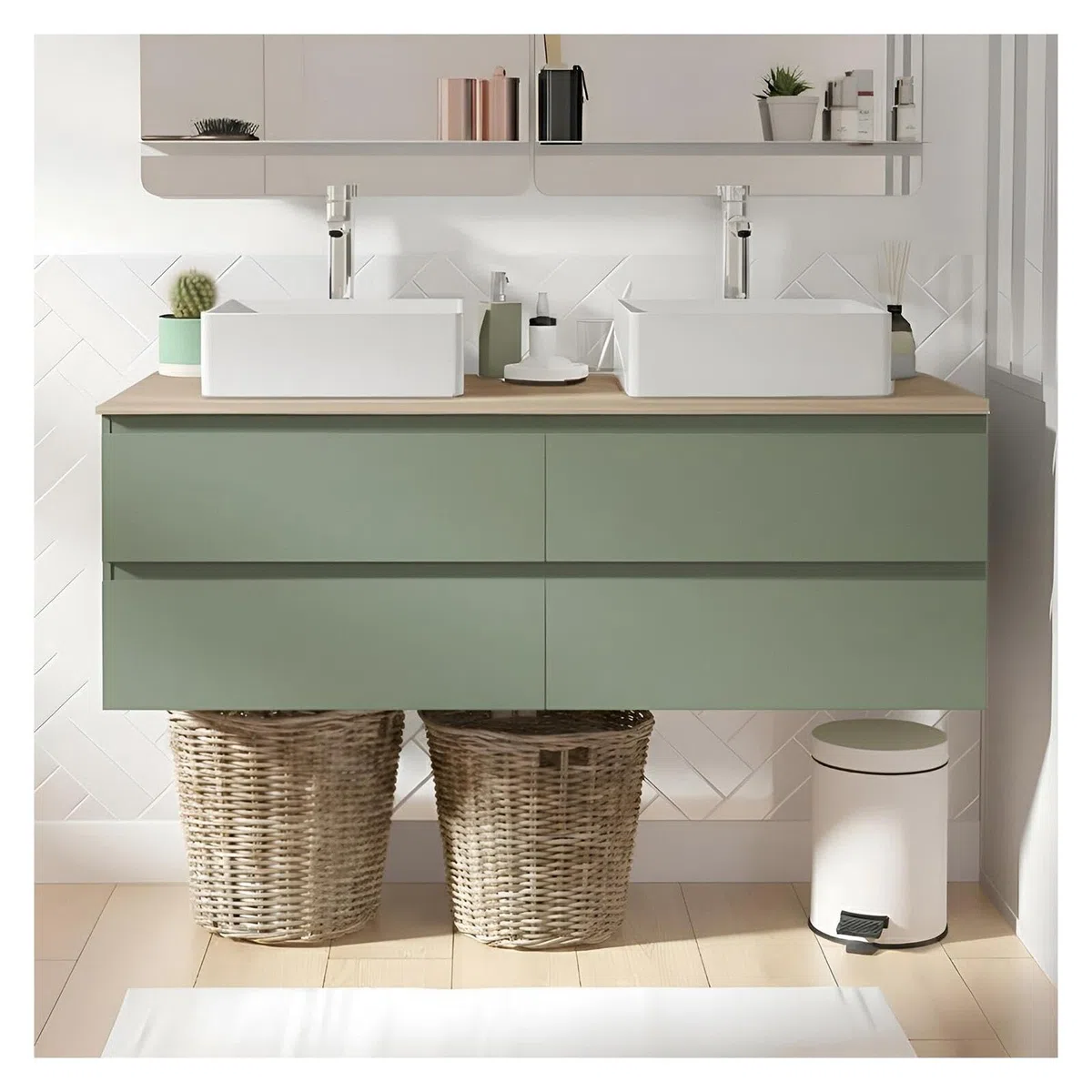 MOB-IN Ensemble Meuble Sorrento Double Vasque Suspendu 120cm