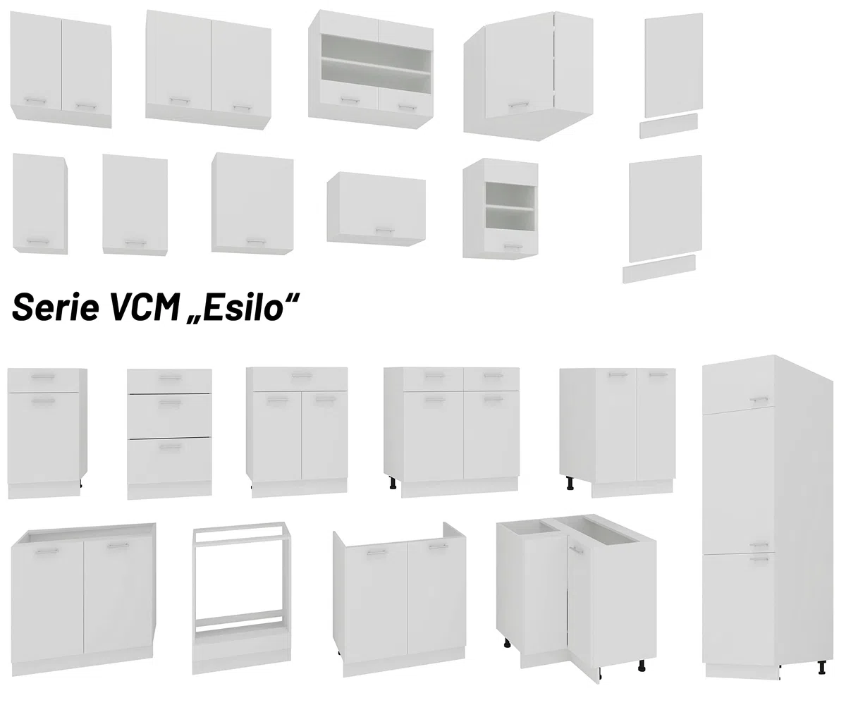VCM Esilo Armoire de Four encastrée avec Compartiment supplémentaire Blanc Largeur 60 cm