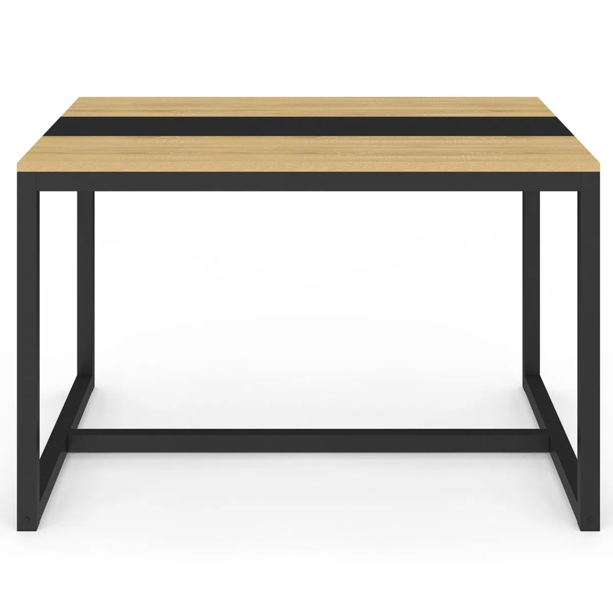 IDMarket - Table à Manger Rectangle Dover 6 Personnes Bande Centrale Noire Design Industriel 120 cm