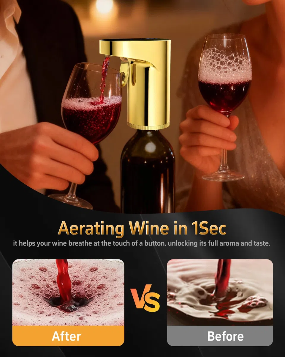 Redsack Cadeau pour mari Distributeur d'alcool Aérateur Aérateur de vin électrique Doseur de spiritueux, cadeau d'anniversaire cool pour mari, carte de vœux exclusive pour mari (pour ami)