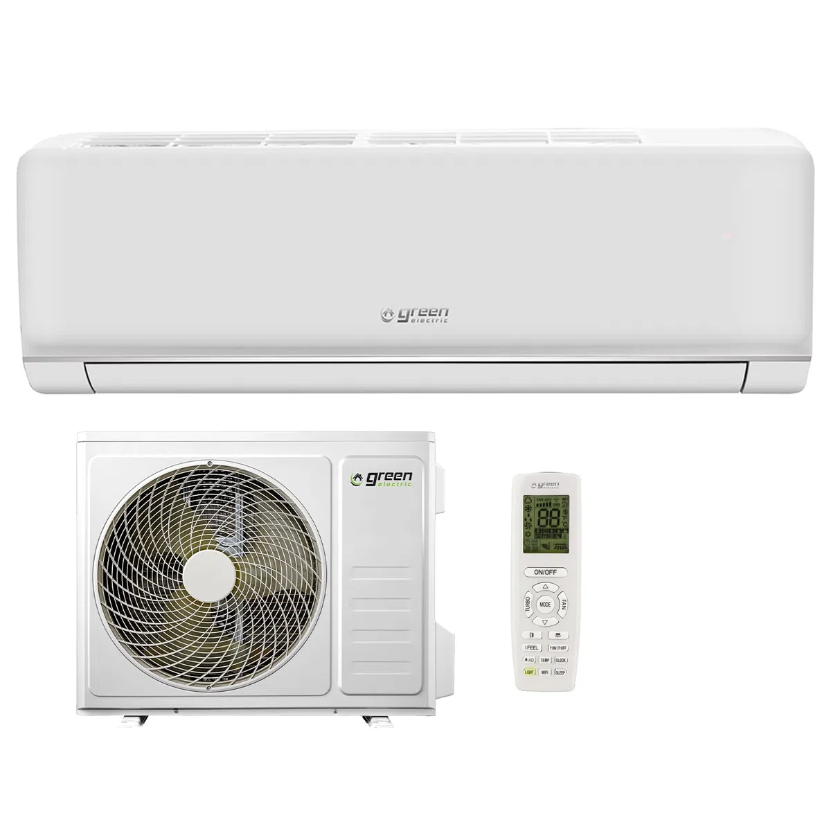 Climatiseur Mono Split Green Electric Plus 12000 BTU WiFi Efficacité Énergétique A++/A+ 3,5 kW, Climatiseur Mural à Faible Consommation avec Inverter Pompe à Chaleur et Unité Extérieure | Clim Mural à Faible Consommation avec Inverter Pompe à Chaleur et U