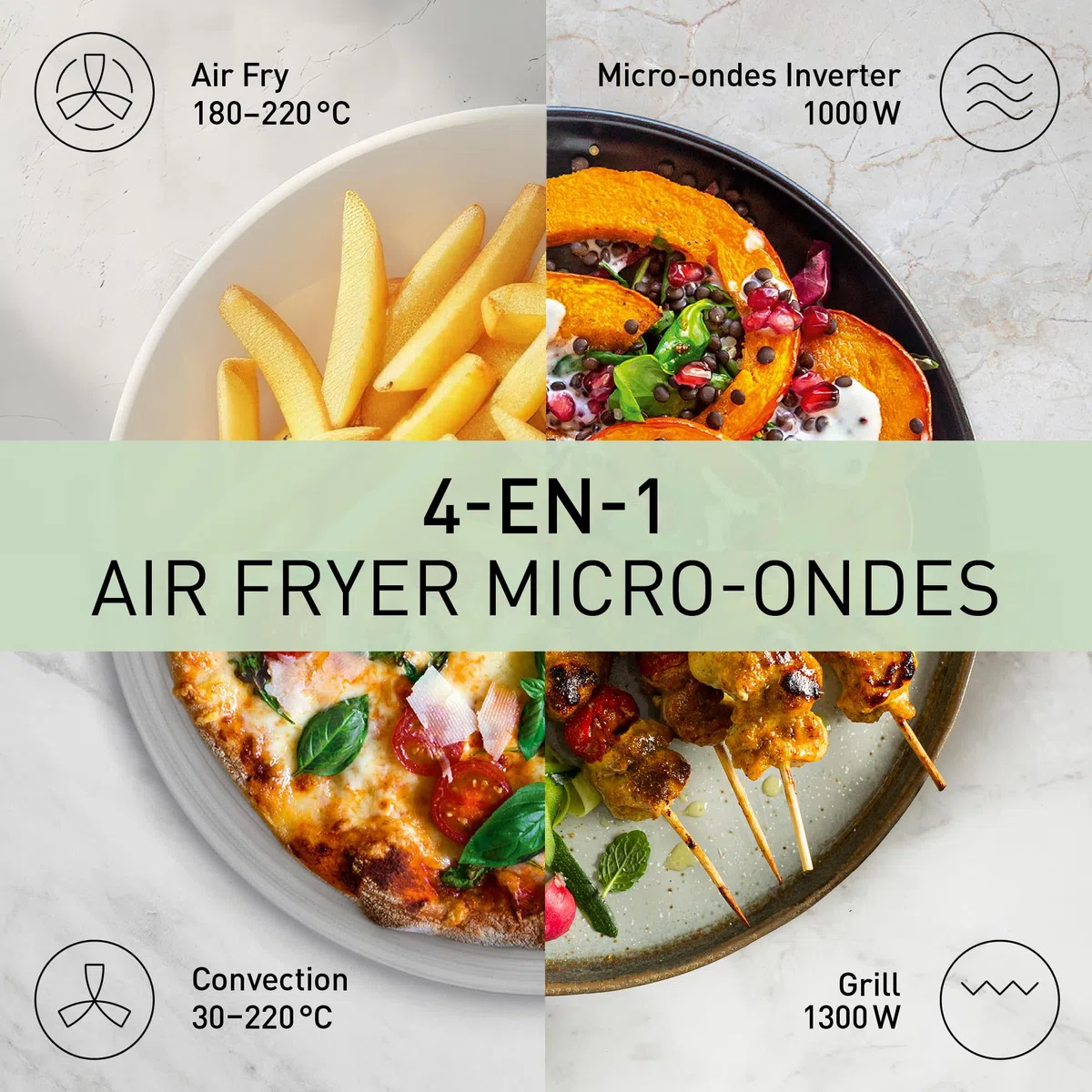 Panasonic NN-CT57RMEPG Four à Micro-Ondes combiné 4-en-1, 27 L avec mode Airfryer, Inverter 1000 W, Gril 1300 W, Chaleur Tournante, 19 Programmes Automatiques, panier de cuisson airfryer, Argenté