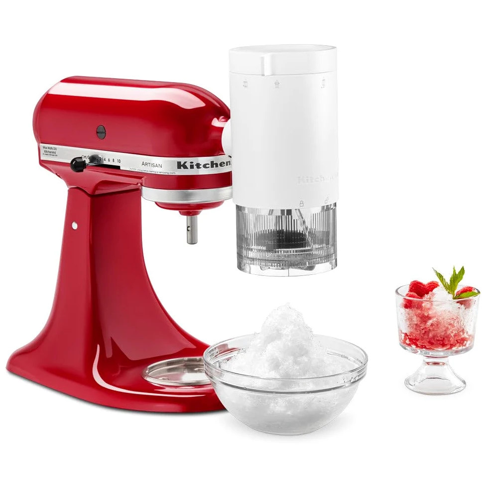 KitchenAid Accessoire Glace Pilée pour Robots Pâtissiers, 2 Lames, Glace Fine à Grossière, Moules à Glace Inclus, Installation et Nettoyage Faciles