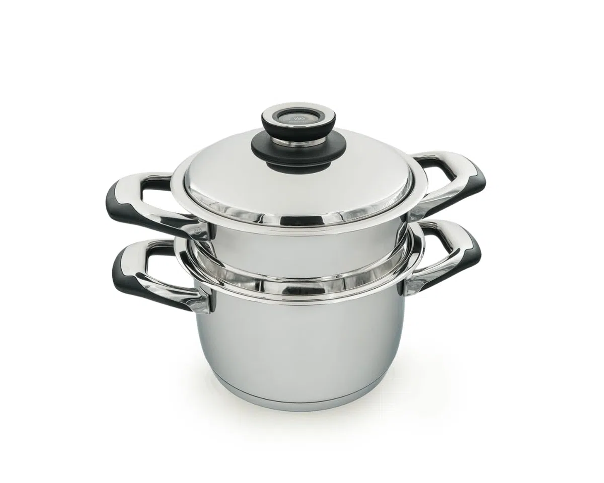 ECOVITAM | Cuiseur vapeur 3,8L Inox 18/10 | Diamètre 20cm | Sans PFAS | Tous feux dont induction | Thermomètre intégré | Fabriqué en Italie