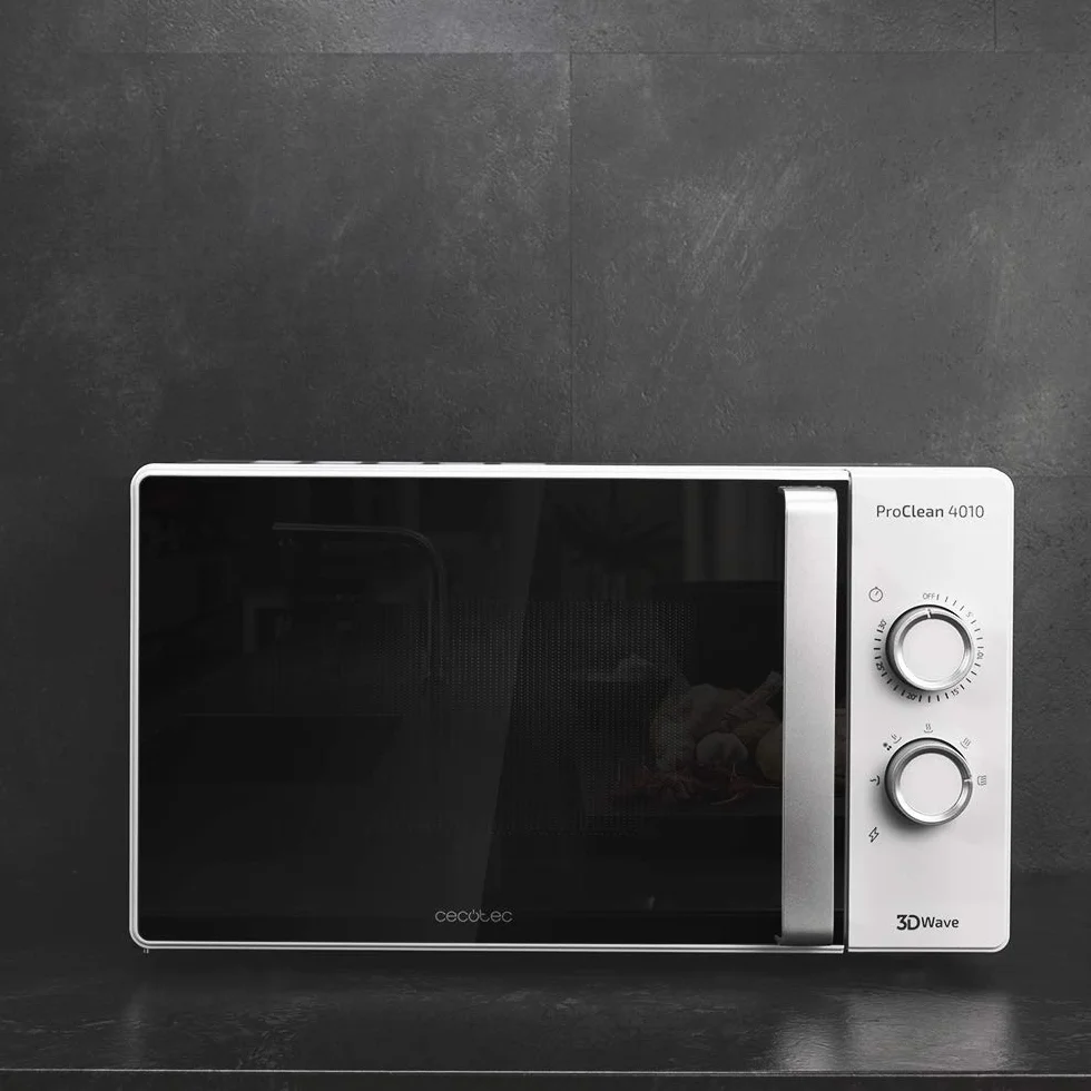 Cecotec Micro-ondes ProClean 4010. Capacité d’23 L, Revêtement Ready2Clean, 700 W de Puissance, 6 Niveaux de Fonctionnement, Minuterie 30 minutes, Mode Décongeler, Finition en Blanc. (Sans Grille)