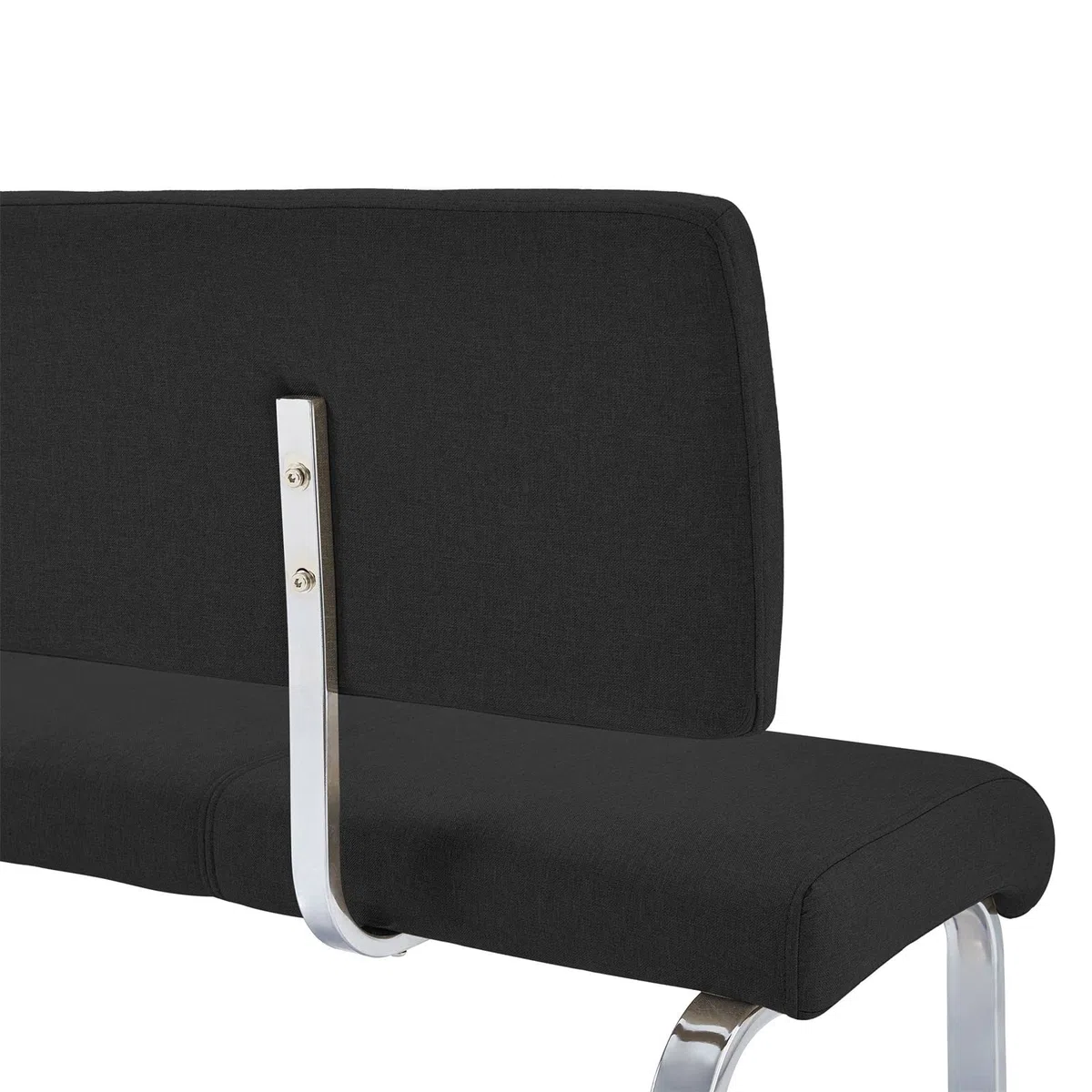 IDIMEX Banc sallle à Manger Vilas L 135 cm, siège avec 3 Places, Banquette au piètement chromé et Dossier au revêtement en Tissu Noir