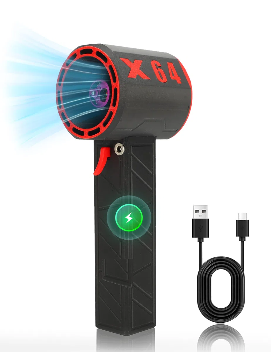 Jet Fan Mini souffleur sec, ventilateur puissant 1400gThrust, moteur sans balais 64mm, réglage continu de la vitesse, souffleur à air Turbo sans fil