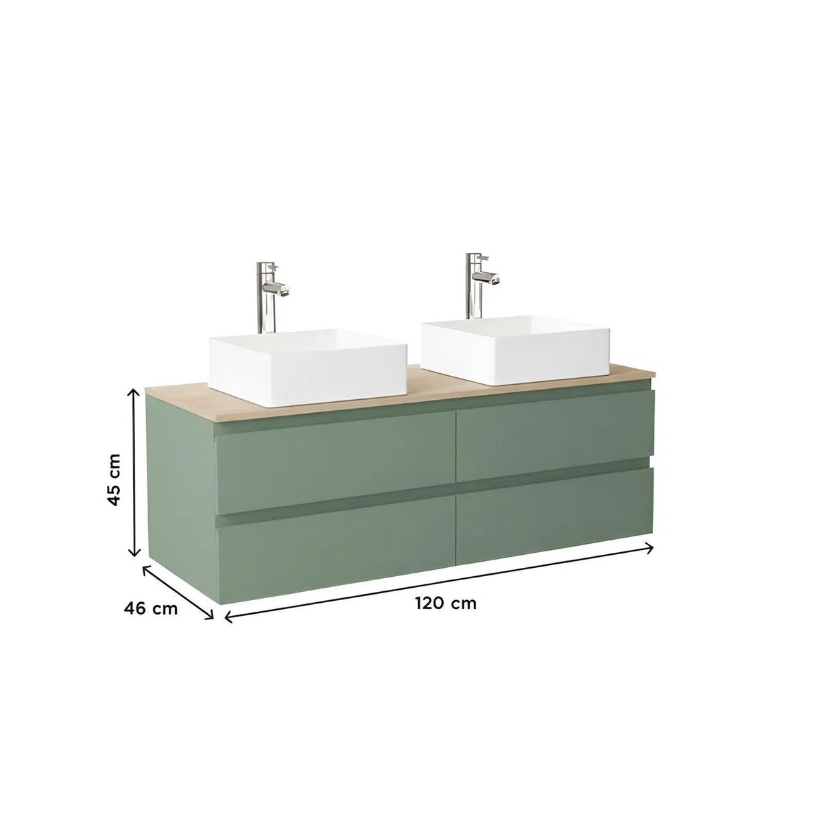 MOB-IN Ensemble Meuble Sorrento Double Vasque Suspendu 120cm