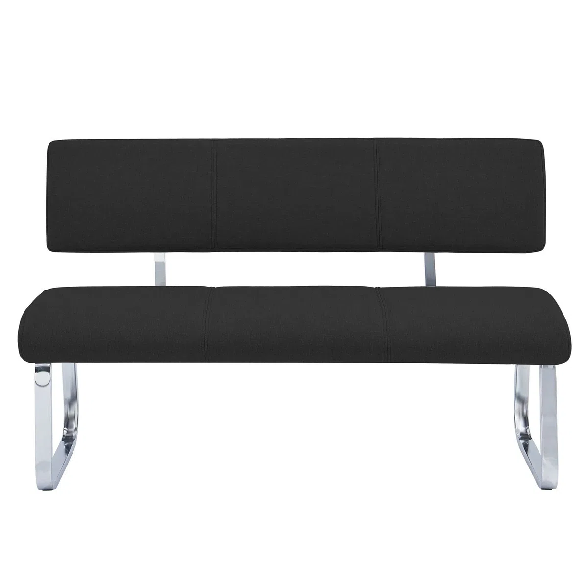 IDIMEX Banc sallle à Manger Vilas L 135 cm, siège avec 3 Places, Banquette au piètement chromé et Dossier au revêtement en Tissu Noir