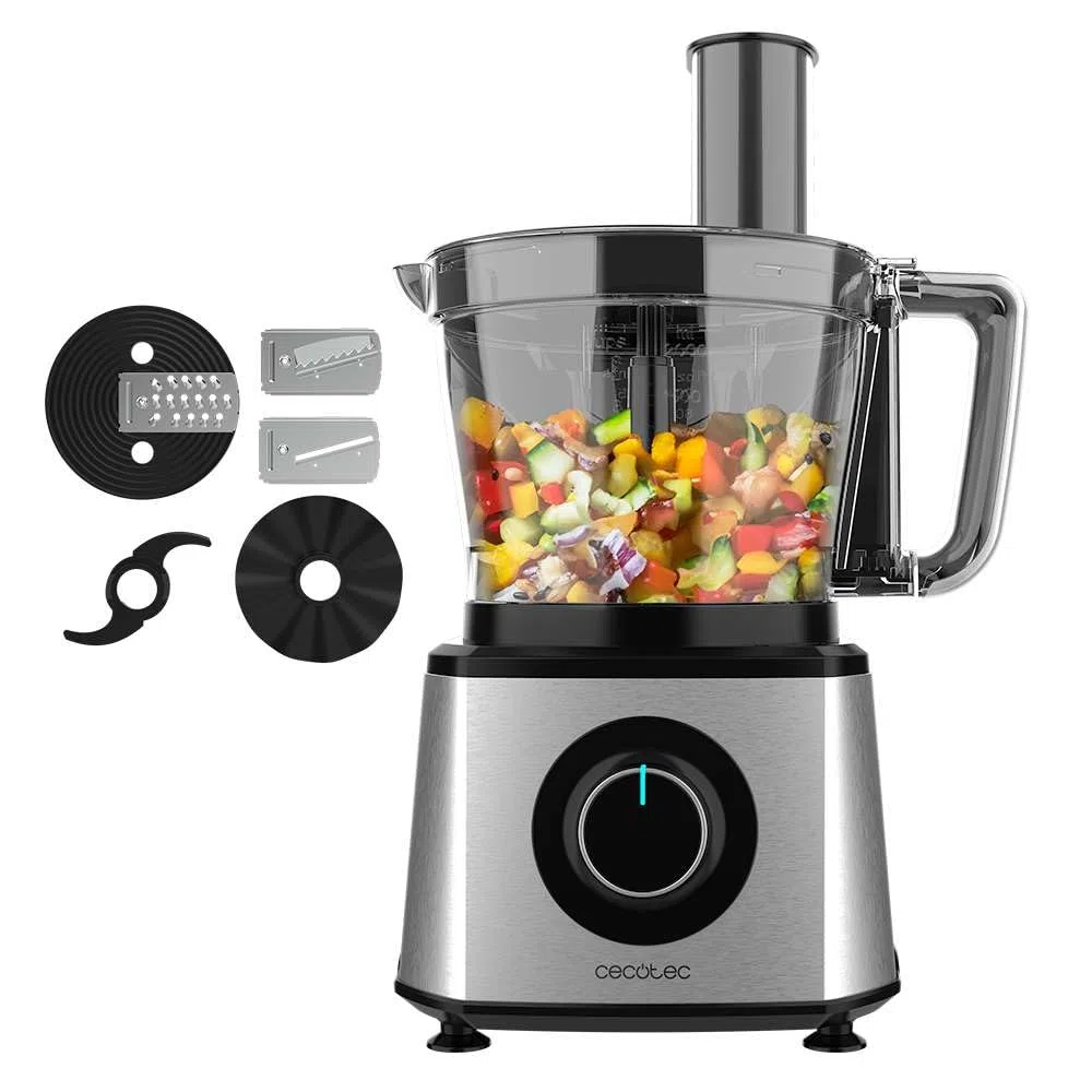 Cecotec Robot culinaire Paprika 1300, 2000W de puissance, en acier inoxydable, bol de 3,5 L, 2 vitesses, 3 disques de coupe, 1 lame pour hacher et 1 pour pétrir