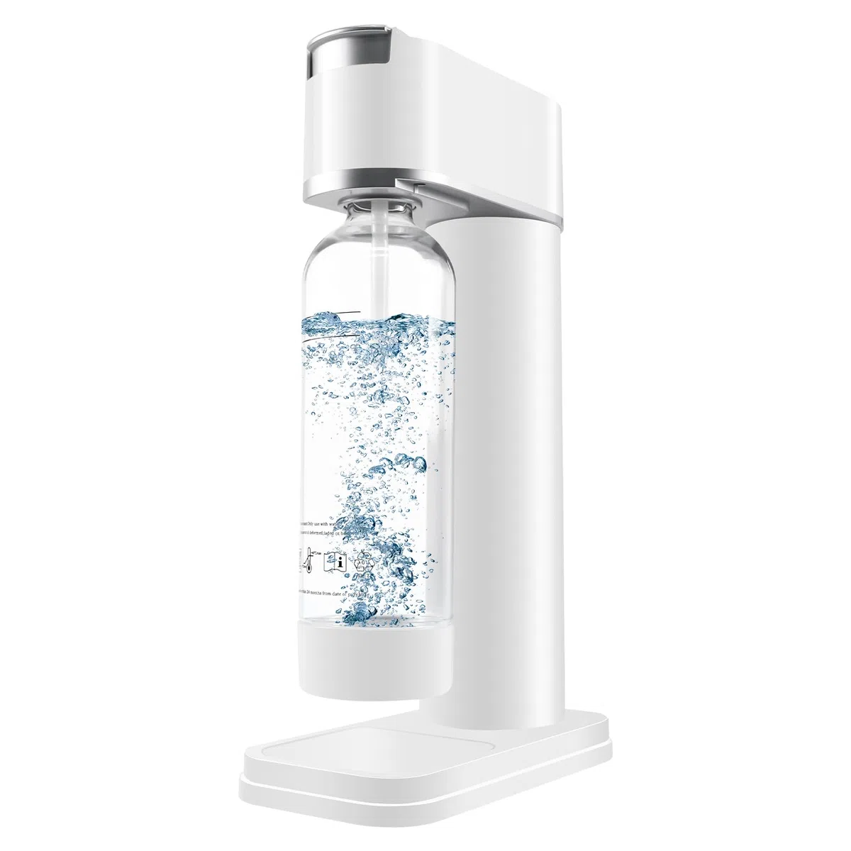 Machine à Soda Appareil à Gazeifier l'eau, Blanc A | inclus Bouteille PET 1 Litre, Sans BPA, Gazéification Domestique