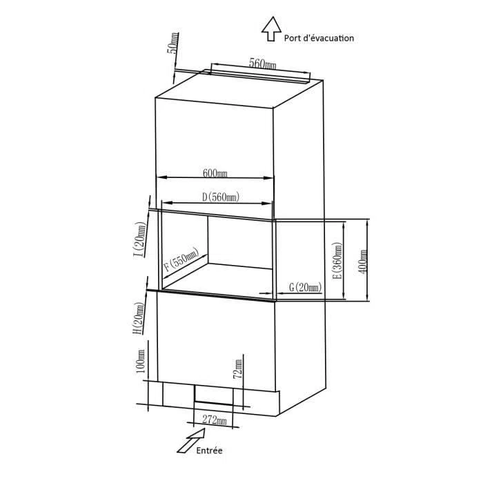 Micro-ondes encastrable - CONTINENTAL EDISON - CEMO20EBM2-1280 W - L59,5xH38,5xP35,3 cm - 20L - Noir
