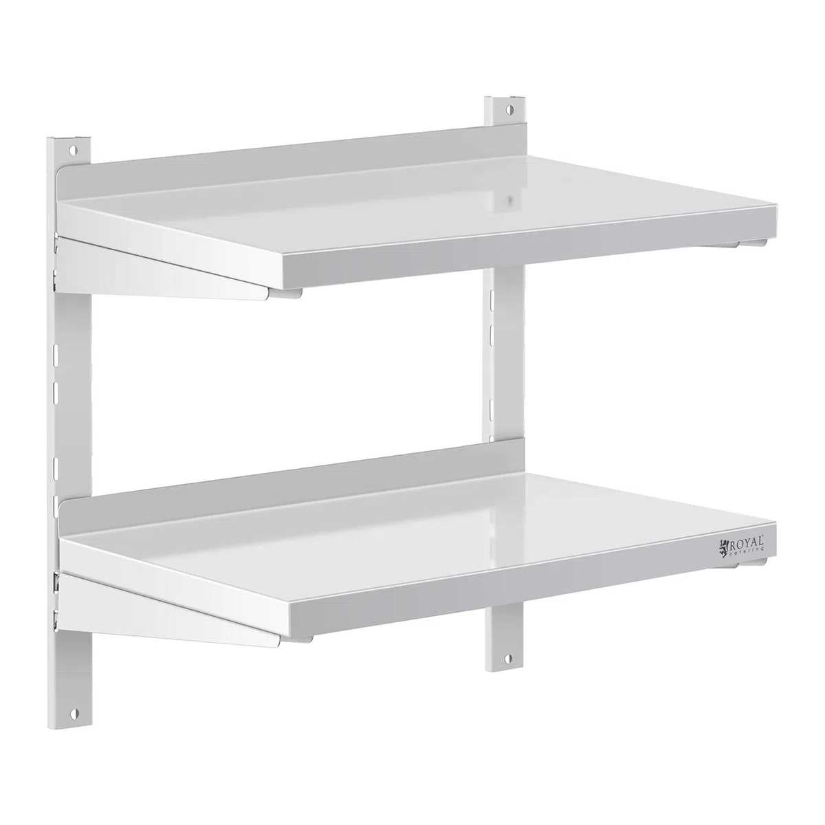 Royal Catering Étagère Murale Cuisine Tablette Flottante INOX 60 cm RCWR-600.4 (60 x 40 cm, Pose Murale, Épaisseur 3,5 cm, Capacité 40 kg)