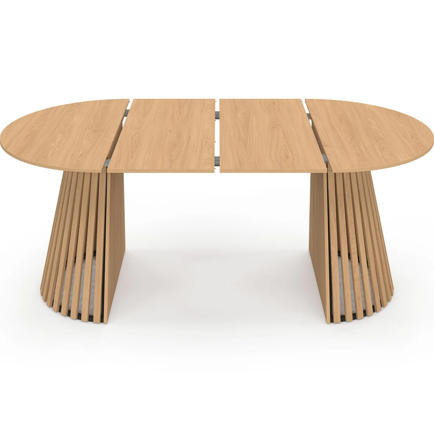 IDMarket - Table à Manger Extensible Ronde Carmen 4-10 Personnes Pied Bois en Lattes et Plateau Bois 110-200 cm