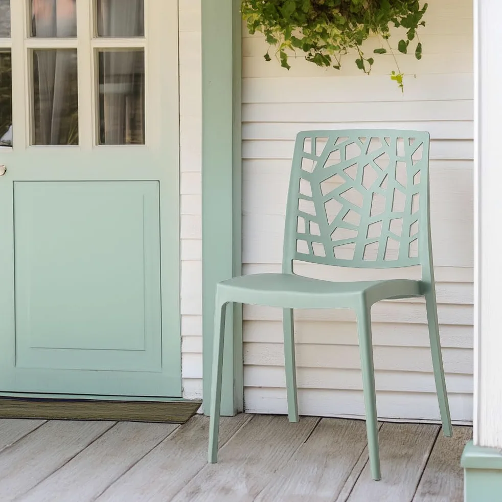 SIEDITI FUORI E DENTRO Chaises de Jardin en polypropylène avec Fibre de Verre, chaises empilables pour extérieur ou intérieur, Design Moderne et Naturel - Trixy (6 chaises, Vert Sauge)