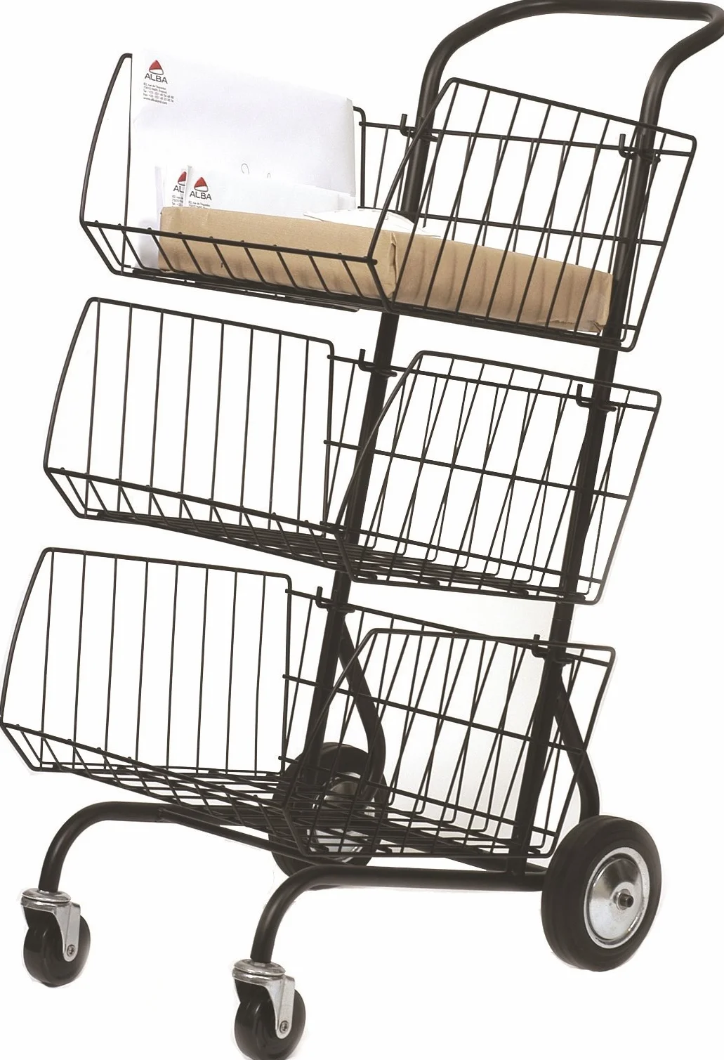 Alba Chariot a courrier roulant 3 corbeilles