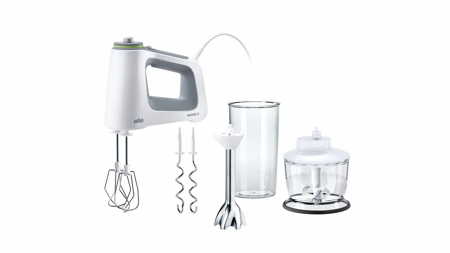 Braun HM5137WH Batteur avec Fouet/Pétrin amovibles Blanc/Gris 750 W