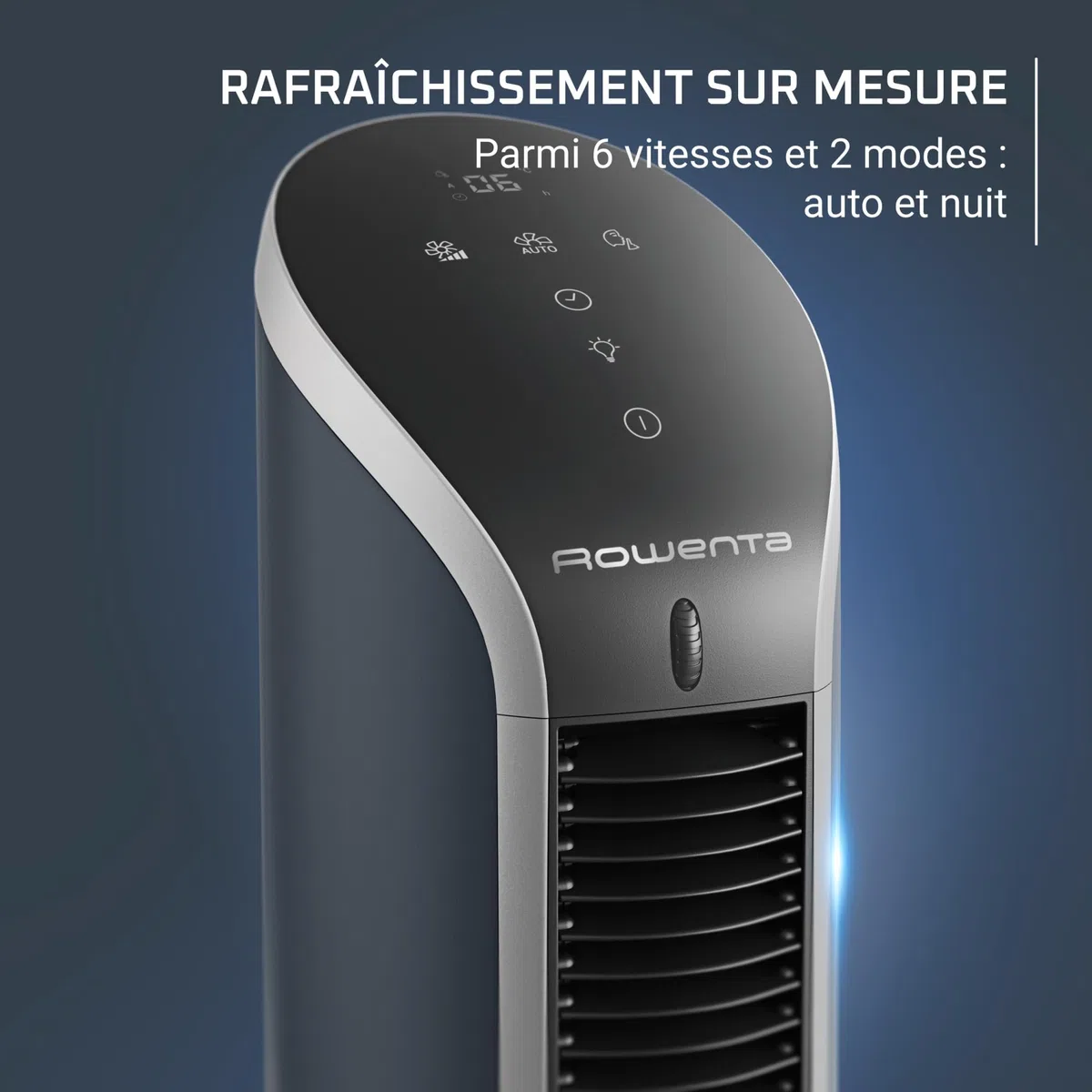 Rowenta Eole Compact, Ventilateur colonne, Rafraîchissement intense, Silencieux, Econome en énergie, Compact, Eco-conçu VU6220F0, Noir et Blanc