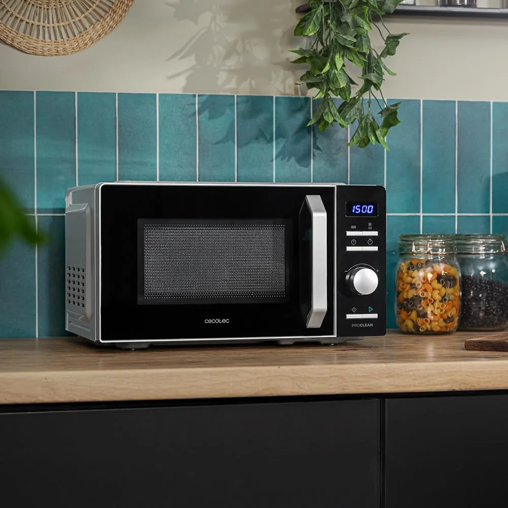 Cecotec Micro-ondes Proclean 5010 Inverter. Micro-onde avec technologie onduleur, 700W, 5 niveaux, 19L, plateau tournant 245mm, 8 programmes préconfigurés, minuterie 30 min et affichage LED.