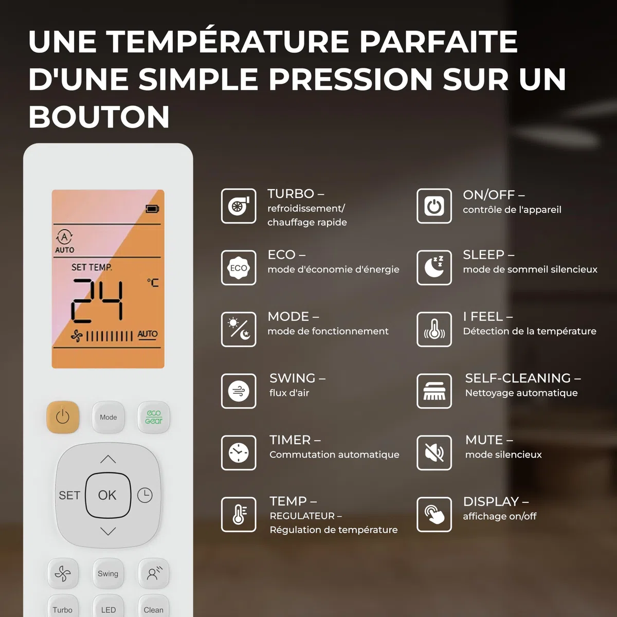 Kältebringer Climatiseur Split Réversible, 12000 BTU/h (3,5 kW) Wi-Fi/Application, Refroidissement A++ / Chauffage A+, Réfrigérant R32, Très Silencieux, Avec Support Mural Inclus