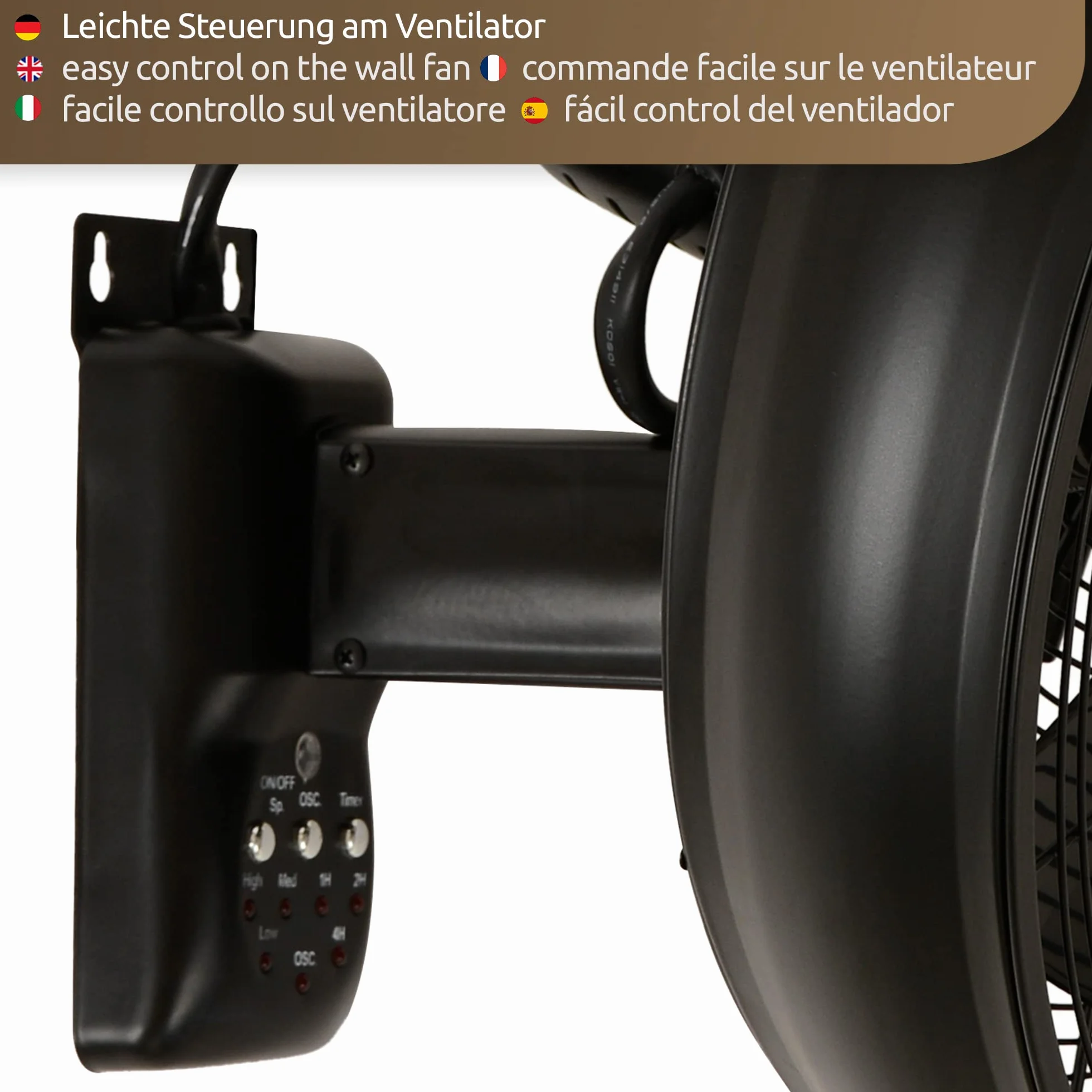 Lucci AIR BK Ventilateur mural (Ø) 410 mm Couleur du boîtier (détails): noir