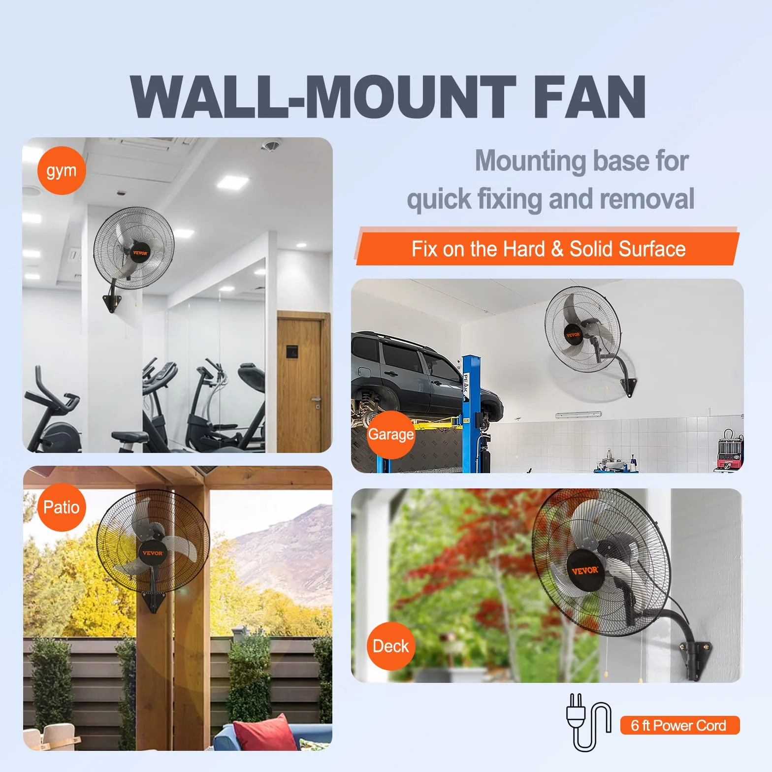 VEVOR Ventilateur mural industriel, 44,45 cm, ventilateur mural oscillant 4000 CFM, 3 vitesses, ventilateur commercial résidentiel pour refroidissement entrepôt, serre, atelier, patio, sous-sol, noir