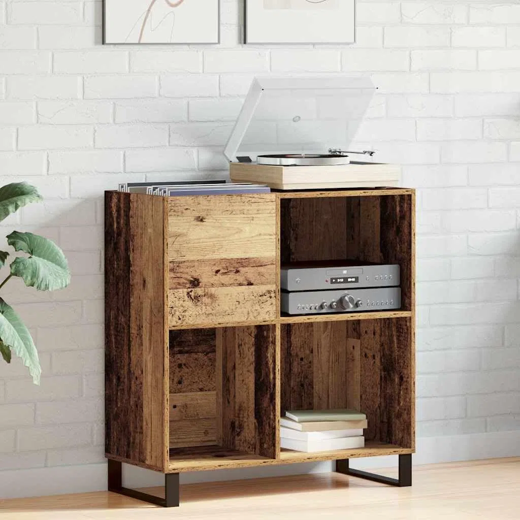 vidaXL Meuble à vinyles avec étagère Bois Ancien 84,5 x 38 x 89 cm, Meuble de Rangement pour Salon, Cabinet rectangulaire Moderne, étagère Robuste, Grand Organiseur pour la Maison