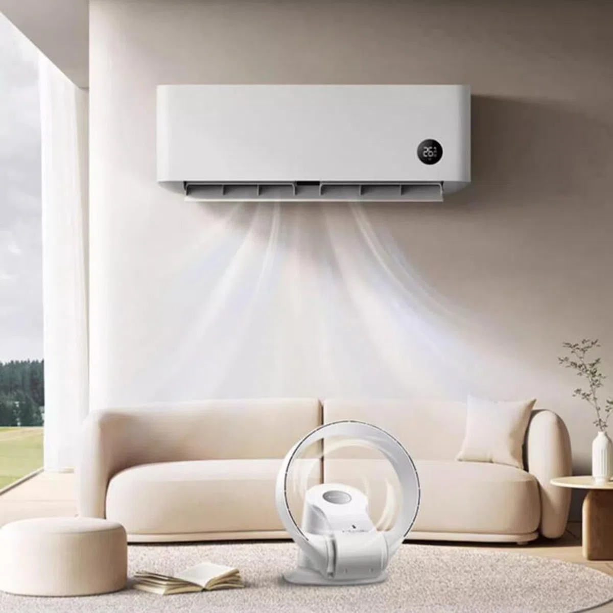 Turbo Ventilateur Silencieux Ventilateur De Bureau 300 MAh-500 MAh Feuille Sans Vent Ventilateur Électrique Oscillant Ventilateur Mural Sans Pale Avec Télécommande Pour Chambre, Bureau(Tension du vent
