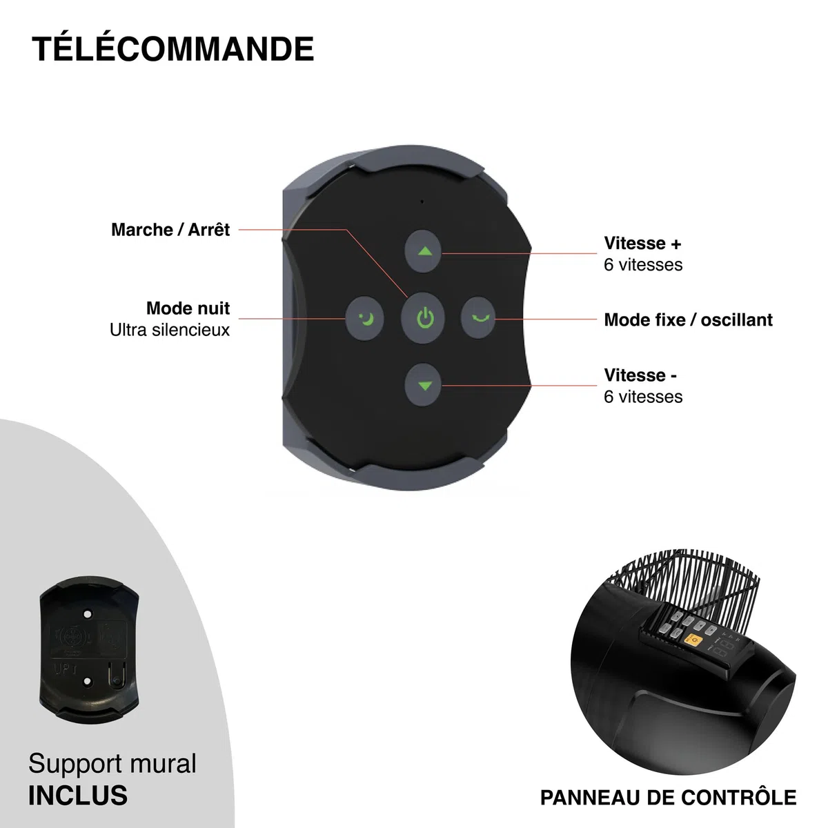 Fanelite Ventilateur mural professionnel FW65-DC – 65 cm – Moteur DC silencieux – Débit d’air 250 m³/min – 6 vitesses – Télécommande – Puissant – Usage pro/commercial